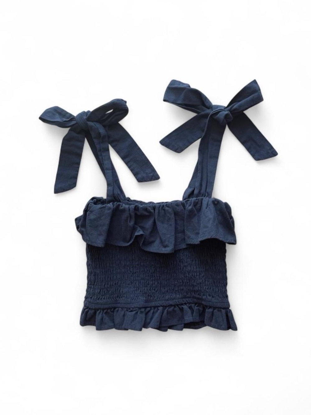 Cotton On Navy Ruffle Tie-Shoulder Smocked Camisole